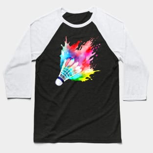 Badminton Shuttlecock Watercolor Player Gift Artistic Artsy Baseball T-Shirt